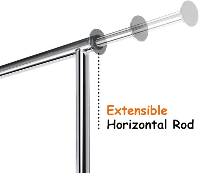 HOKEEPER Clothes Rack with Lockable Wheels Height Adjustable Clothing Rack Clothing Rack 300LBS Commercial Grade Portable Closet for Bedroom, Living Room, Laundry, Balcony, Silver