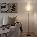 Floor Lamp for Living Room, Modern Standing Lamps with Lampshade, Minimalist Tall Lamp with Chain Switch for Living Room, LED Bulb Included (Beige+Brown)