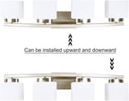 4-Light Brushed Nickel Vanity Light Fixture with White Glass Shade for Bathroom Over Mirror, 31.5 Inches