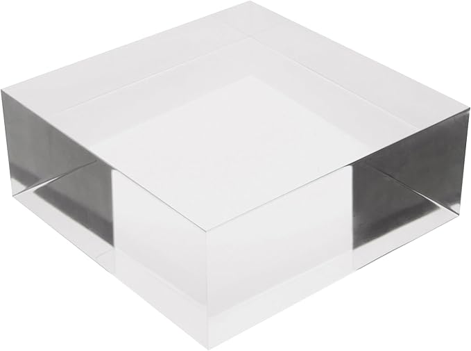 Plymor Clear Polished Acrylic Square Display Block, 2" H x 5" W x 5" D