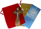Holy Land Market Catholic Hand Held Holding Comfort Crucifix - with bag and Cards (4 Inches)