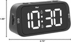 Digital Dual Alarm Clock for Bedroom, Easy to Set, 0-100% Dimmer, USB Charger, 5 Sounds Adjustable Volume, Weekday/Weekend Mode, Snooze, 12/24Hr, Battery Backup, Compact Clock for Bedside