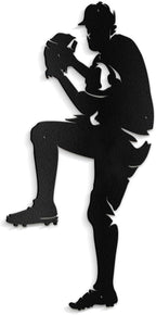 SIGNLEADER Metal Wall Art Decor - Baseball Pitcher Sport Minimalist Modern Abstract Wall Sculpture Hanging Home Decoration for Living Room, Bedroom, Bathroom, Kitchen, Studio, Outdoor - 30" Black