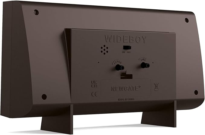 NEWGATE® Wideboy Alarm Clock | Rectangular Retro Design | Mocha Brown | Mid Century dial | Ideal for Bedside, Desk, Mantel or Shelf | Retro Bedroom & Office Accessory