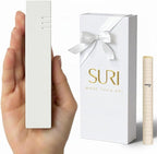 SURI Mezuzah for Door with Scroll Inside – 6 Inch White Concrete Judaica Mezuza Case with Non-Kosher Scroll, Self-Stick Adhesive, Gift Box Included, Fits a 5 Inch Scroll