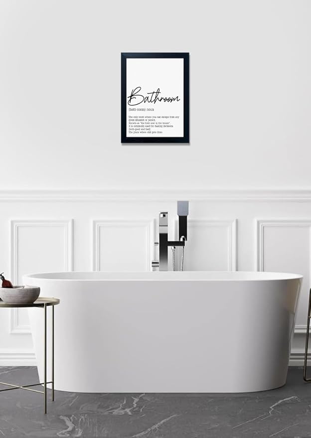 Boswaydeco Bathroom Decor Wall Art Black and White Bathroom Artwork Small Modern Toilet Rules Canvas Print for Guest Washroom