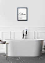 Black and White Bathroom Wall Art, Bathroom Quotes Wall Decor, Small Modern Rules Wall Art, Black Framed Canvas Artworks for Wall