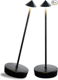 2 Packs Black Cordless Rechargeable Table Lamp 7200mAh Portable Touch Control LED Waterproof Table Lamp for Bar Bedroom Reading