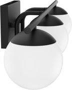 Ralbay Matte Black Bathroom Lights - 3-Light Mid Century Modern Vanity Lights with Milky Glass for Wall Lighting