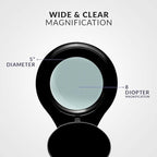 Neatfi 1,200 Lumens LED Magnifying Lamp with Clamp – 5-Inch Lens, 8 Diopter, Dimmable, Adjustable Arm, Includes Microfiber Cloth, Lamp for Reading, Sewing, Crafting (Black, 8 Diopter)