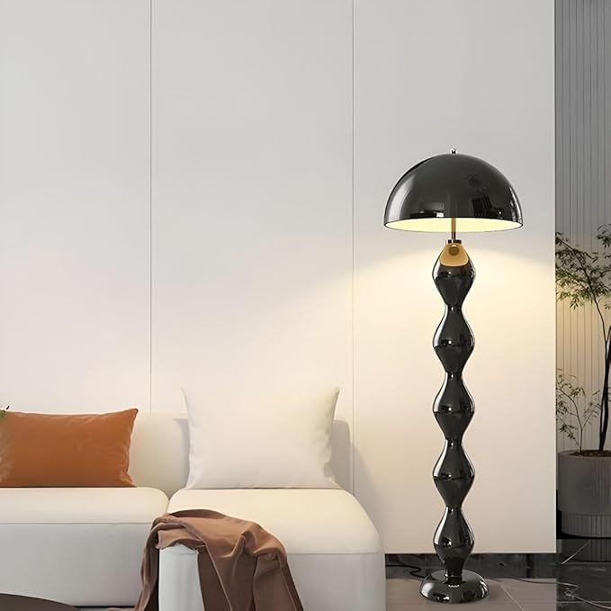 CraftThink Modern Floor Lamp, Modern Standing Corner Lamp with Iron Lampshade, Tall Lamp Mid Century Standing Lamp with Foot Switch for Bedroom Reading Living Room (Black, Bulb Not Included)