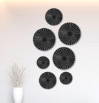 ITrixgan 7 Pieces Black Wall Art Metal Modern Round Large Sunburst Hanging Wall Decor Above Bed TV for Home Office Bedroom Living Room