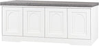 DINZI LVJ Shoe Bench, Entryway Storage Bench with Doors, Cushion, 2-Tier Shoe Rack with 8-Cubby, 47.2”L x 13.8”W Shoe Organizer Cabinet, Adjustable Shelf, Living Room, Bedroom, White