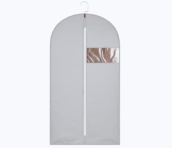 47-Inch Garment Bags Covers,Hanging Clothes Bag, Suit Cover Bags with Clear Window for Hanging Closet Clothes Storage and Travel (Gray-47Inch)