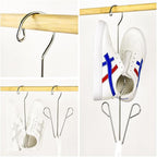 4PCS Shoes Hanger,Stainless Steel Hanger,Multi-Functional Shoe Rack with Double Hook Design, Shoe Drying Rack for Dehumidifying Hanging Leather Shoes (Silver A+B)