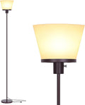 Modern Tall Standing Lamp for Living Room and Bedroom - Brown with White Plastic Shade