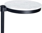 TEHOME Black Marble Drink Table Metal Martini Round Small Drink Side Table for Couch Marble C Shaped End Table for Sofa 10" diam,24.55" h