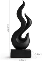Modern Abstract Art Table Decoration, Gold Decor Flame Statue for Living Room Home, Black Shelf Decor Accents, Abstract Art Resin Sculpture for Dining Room, Office & Coffee Table Centerpiece (Black)