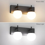 Ralbay Matte Black Bathroom Wall Light Fitures 2-Light Mid Century Modern Bathroom Lighting Black Milky Glass Globe Vanity Light for Bathroom