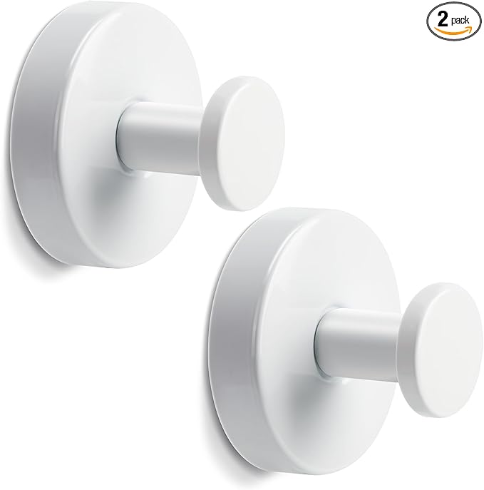 Reusable Heavy Duty Suction Cup Hooks for Kitchen/Bathroom/Shower - Wet-Proof Hooks for Towels, Robes, Loofah&Wreaths/No Drill Mounting on Glass, Tile, Metal (2, White)