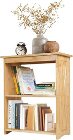 Natural Wood Bookshelf, 3 Tier Bookcase, Freestanding Display Storage Shelves Open Bookshelf for Bedroom, Living Room and Office (Brown, Open Table) (Natural, Table Open)
