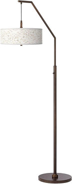 Farmhouse Rustic 71 1/2" Tall Standing Floor Lamp Large Arc Curved Downbridge Brown Metal Oil Rubbed Bronze Finish Living Room Bedroom House Reading Office Windflowers Drum Shade