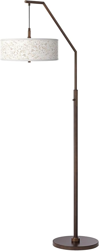 Farmhouse Rustic 71 1/2" Tall Standing Floor Lamp Large Arc Curved Downbridge Brown Metal Oil Rubbed Bronze Finish Living Room Bedroom House Reading Office Windflowers Drum Shade