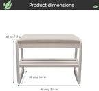Solid Wood Shoe Rack, 2 Tier Shoe Storage Bench with Cushion Seat, 8 Pair Shoe Organizer for Entryway, White, 32 Inch