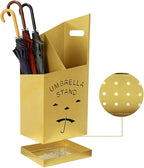 Detachable Base Umbrella Stand - Elegant Raindrop Design, Water Collection Tray, Gold/Black Finish, Durable Home & Office Organizer