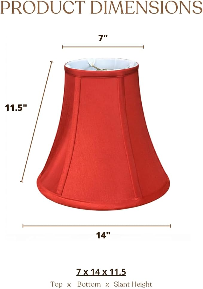 Royal Designs, Inc. BSO-704-14RED-2 True Bell Basic Lamp Shade, 7 x 14 x 11.5, Red, 2-Pack