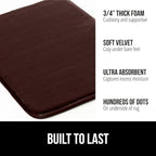 GORILLA GRIP Memory Foam Bath Mat, Soft Absorbent Velvet Bathroom Mats, Durable Dots on Underside, Machine Washable Bathmat, Carpet Rug Room Decor for Shower Tub Floor RV, 48x24 Rugs, Brown