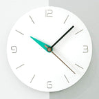 Stephanie Imports Modern Minimalist White & Teal Green Silent Wall Clock