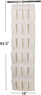 Household Essentials Over The Door 24 Packet Shoe Storage Organizer, Natural Canvas