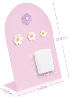 Desk Magnetic Message Board, Metal Bulletin/Memo Board with Magnetic Pen Holder and Flower Pins with Stand, Souvenir/Photo Display Board for Home, Office, Dormitory, Apartment, 8 * 11Inch (Pink)