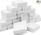 Cardboard Jewelry White Gift Boxes 20 Pack3.5×3.5×1 inches, its apply to displaying necklaces, rings, bracelets, earrings