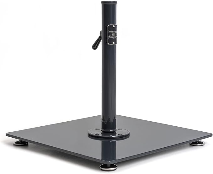 Business & Pleasure Co. Vintage Black Umbrella Base - Perfect for The Patio Table or Pool - Heavy Outdoor Square Metal Stand - Fits Beach, Market, & Patio Umbrellas - 35 lbs