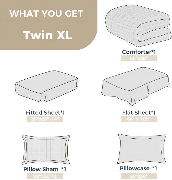 HYMOKEGE Rose Gold Twin XLComforter Set Seersucker 5 Pieces, All Season Luxury Bed in a Bag for Bedroom, Bedding Set with Comforter, Sheets, Pillowcase & Sham