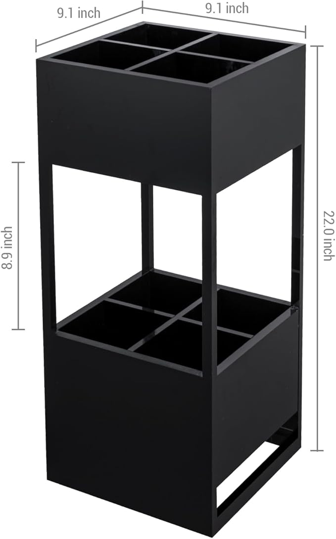 MyGift Premium Hotel Series Opaque Black Acrylic Freestanding Umbrella Holder Rack, Commercial Grade 12mm & 8mm Thick Acrylic Home Entryway Storage Stand for Long and Short Umbrellas