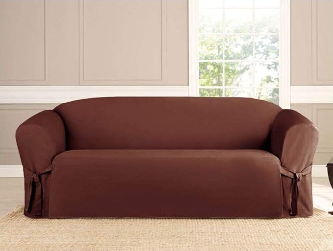 Linen Store Microsuede Furniture Slipcover, Couch Protector Machine Washable Sofa Cover Perfect for Kids, Dogs, Pets (Brown, Sofa)