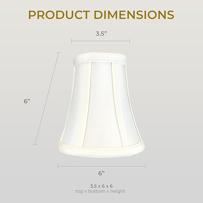 Royal Designs, Inc. BSO-704FC-6WH-6 True Bell Basic Lamp Shade with Flame Clip, 3.5 x 6 x 6.25, White, 6-Pack
