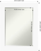 Amanti Art White Wall Mirror 29x23 Basic White Rectangle Bathroom Mirror for Wall Decor Living Room, Medium Casual Wood Frame, Hangs Horizonally and Vertically, Bathroom Decor, Beveled Edge