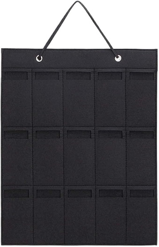 1Pc 15 Grids Glasses Organizer Storage Wall Hanging Bag Multifunctional Sunglasses Eyeglass Container Bag Foldable(Khaki)