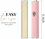 SURI Mezuzah for Door – 3.8 Inch Pink Aluminum Mezuza Holder with Printed Scroll, Contemporary Shin Design, Fits a 3 Inch Scroll, Self-Stick Adhesive, Gift Box Included