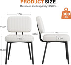 Dining Chairs Set of 4, Upholstered Mid Century Modern Kitchen Dining Room Accent Chairs with Faux Leather Cushion Seat & Metal Legs for Kitchen, Living Room (White, Set of 4)