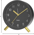 Analog Alarm Clock, 4 inch Super Silent Non Ticking Small Clock with Night Light, Battery Operated, Simple Design, easy setting for Office, Bedroom, Bedside, Desk, teens, elders, kids, adult, Black
