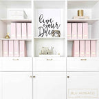 BLU MONACO | Cardboard Magazine File Holder Set of 6 Pink | Vertical Magazine File Holder with Gold Label Slots | Standing File Holder and Cardboard Bins for Shelves Desk Storage