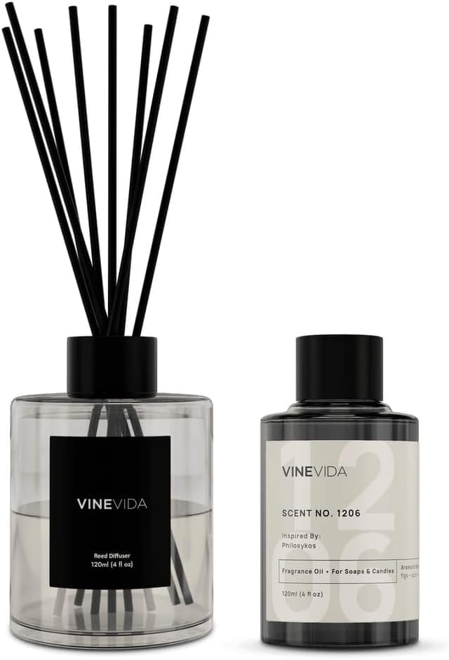 VINEVIDA Reed Diffuser for Home & Bathroom | Long-Lasting Scent Sticks Set | Oil Stick Diffuser | Bathroom Scent - Room Fragrance No. 1206