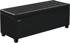 Synthetic leather Storage ottoman bench with legs,43.5”W x 15.7”D x 15.7”H,metal frame end of bed bench hold up to 770 LB,Large Storage Chest hold up to 770 LB,Black UASND622B