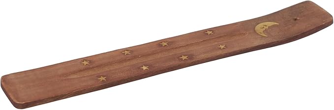 Hosley Set of 6 Wood Incense Holder Moon 10" Long. Ideal Gift for Wedding, Aromatherapy, Zen, Spa, Reiki, Meditation