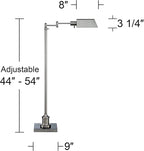 Regency Hill Jenson Traditional Farmhouse Adjustable Pharmacy Light Floor Lamp Swing Arm Standing Base 54" Tall Brushed Nickel Silver Metal for Living Room Reading House Bedroom Home Office